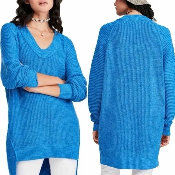 Free People Sunday Scoop Oversized Hi-Low Tunic Sweater - Picture 4 of 14